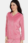 Zivame Velour Knit Poly Winterwear Top - Chateau Rose — thumbnail 2
